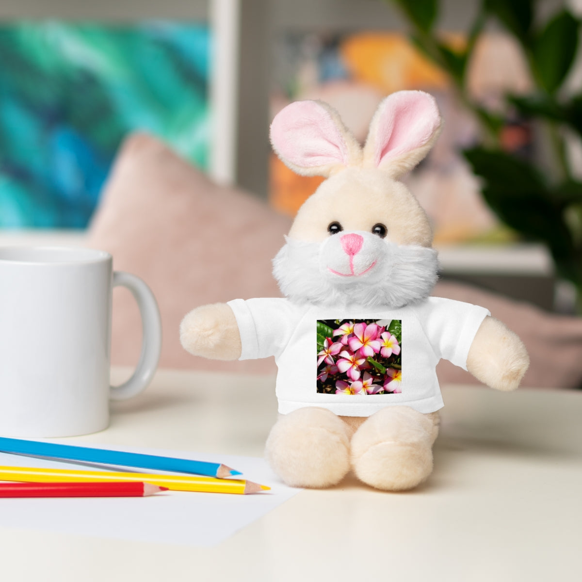 Island Style Striped Plumeria Stuffed Animals with Tee