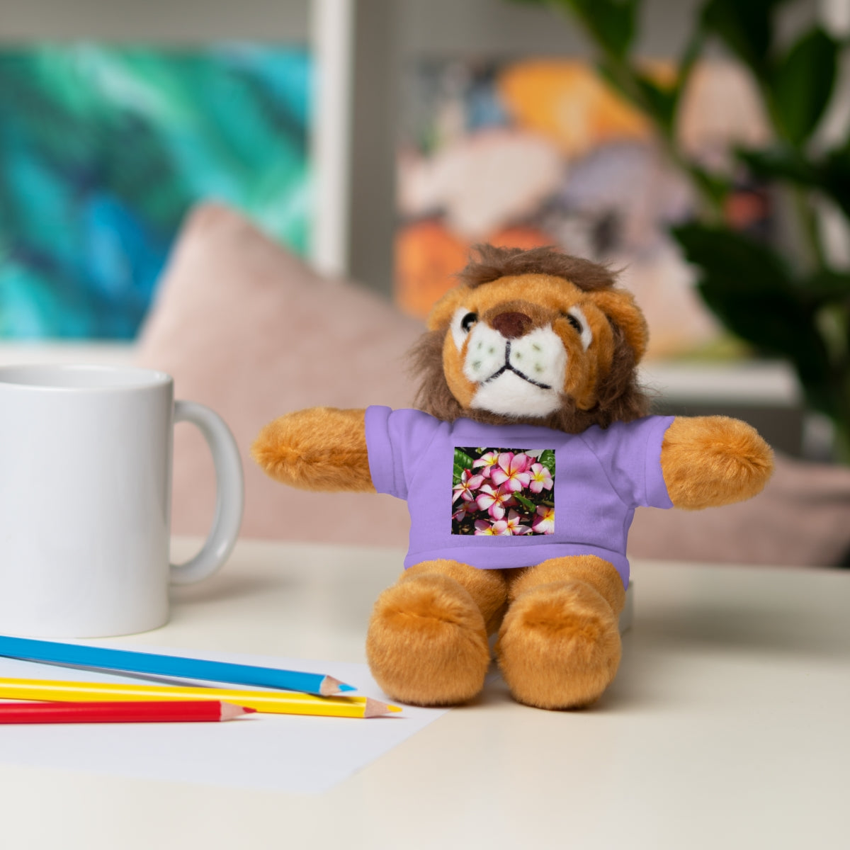 Island Style Striped Plumeria Stuffed Animals with Tee