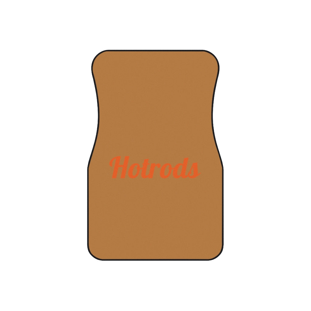 Hotrods Car Mats (Set of 4) - Lt Brown w/Orange print