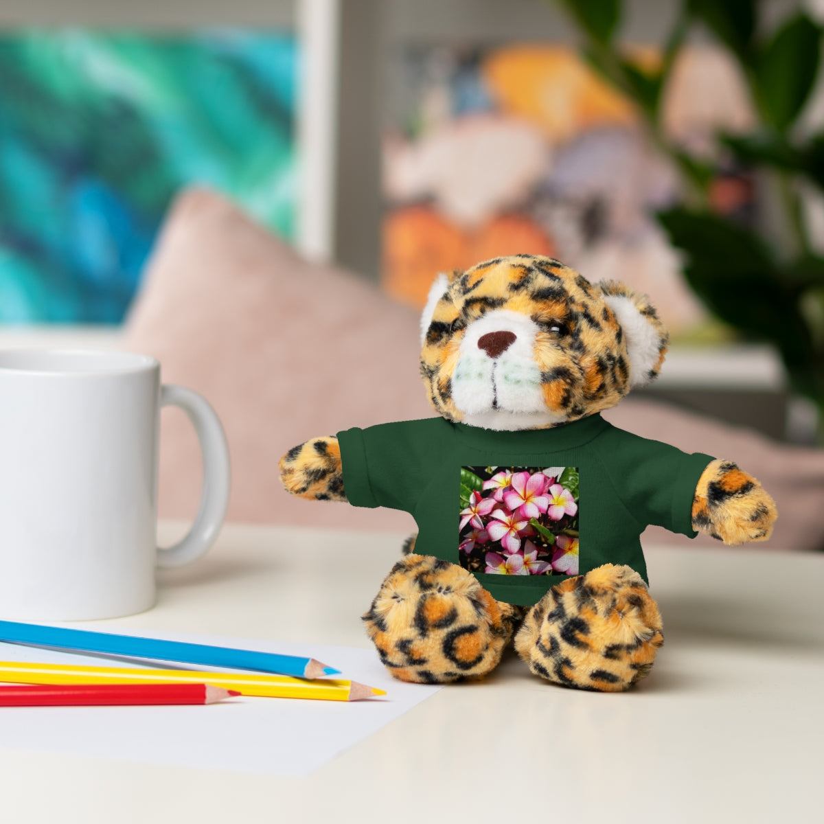 Island Style Striped Plumeria Stuffed Animals with Tee