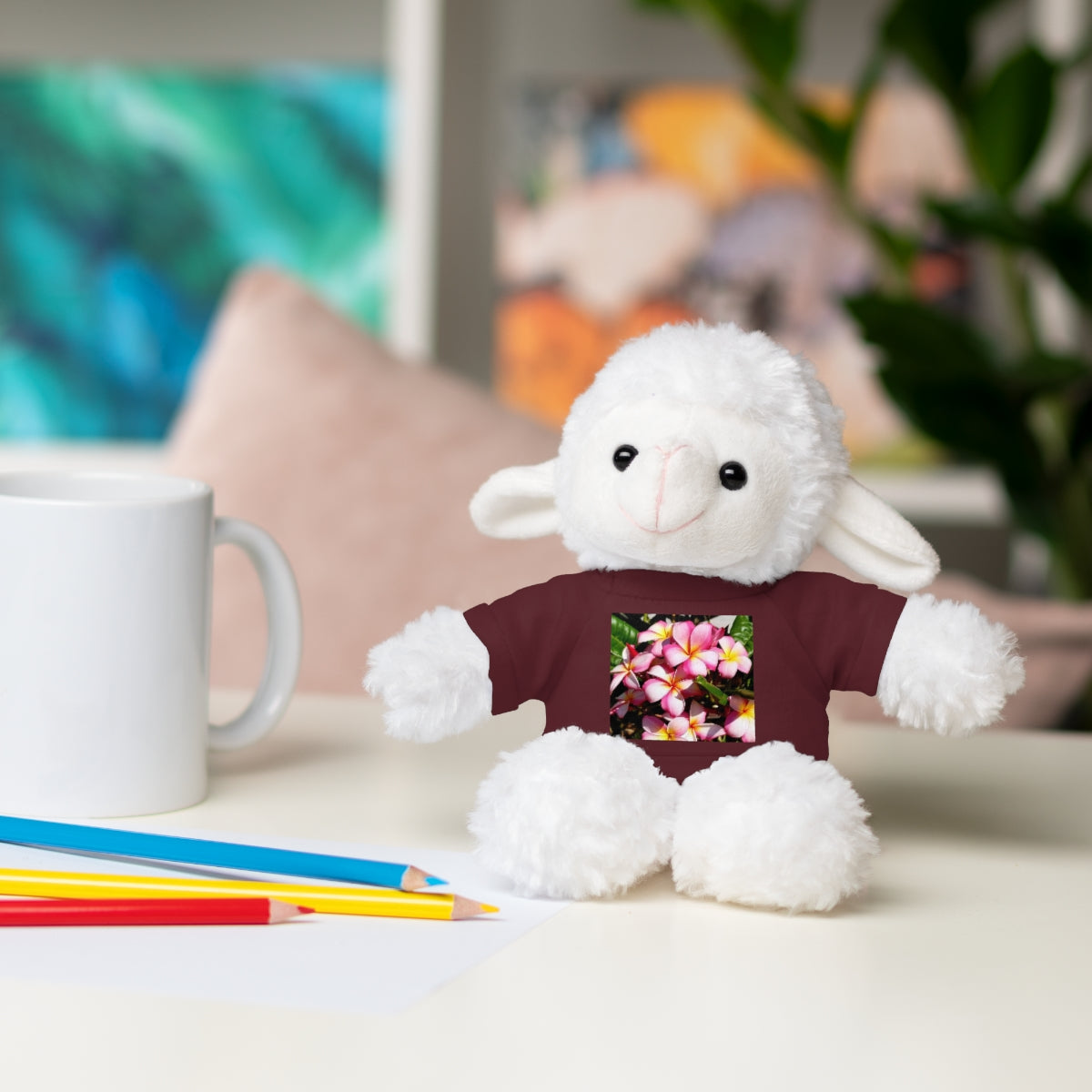 Island Style Striped Plumeria Stuffed Animals with Tee