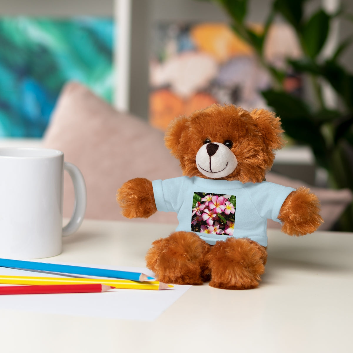 Island Style Striped Plumeria Stuffed Animals with Tee