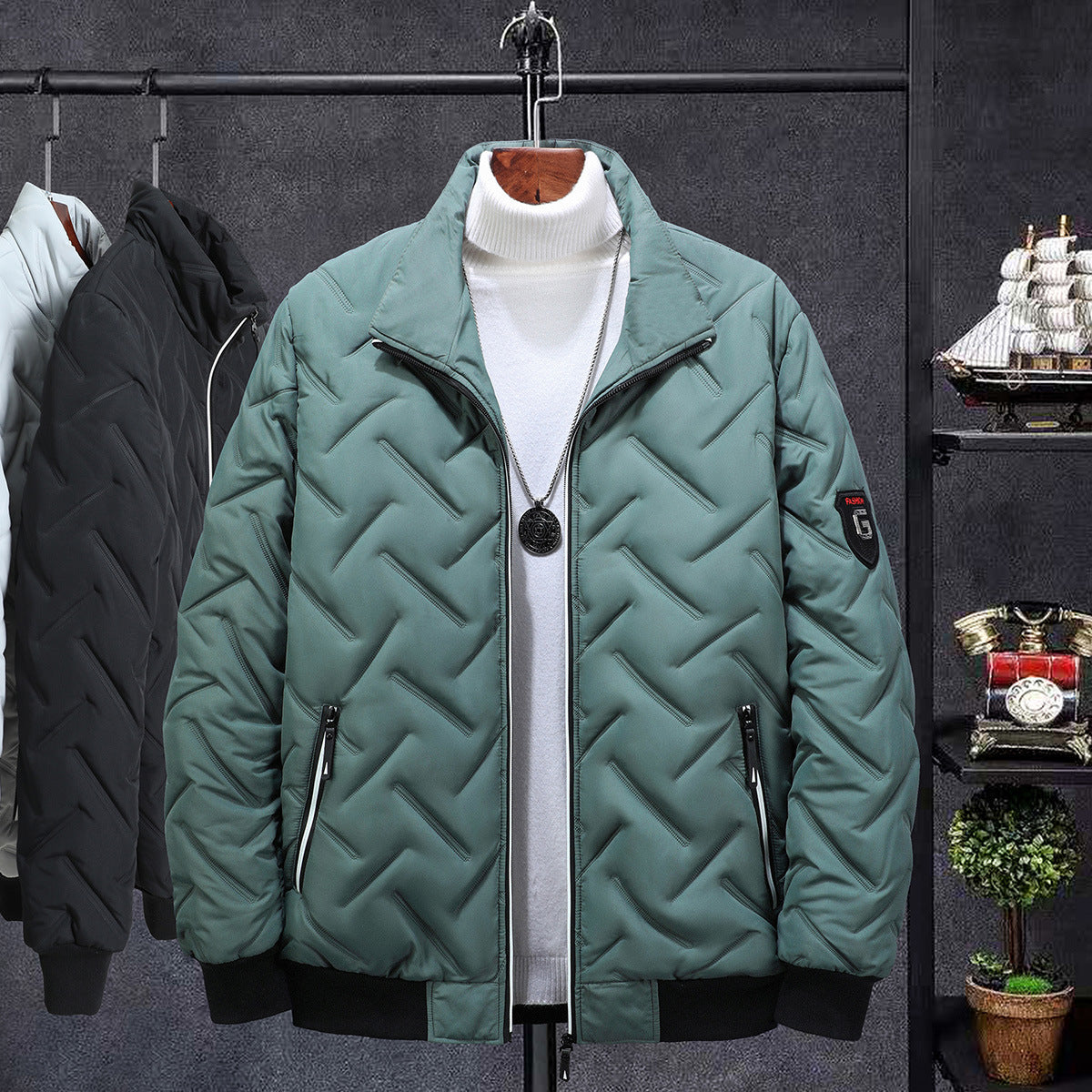 Trendy Style Men's Cotton-padded Coat