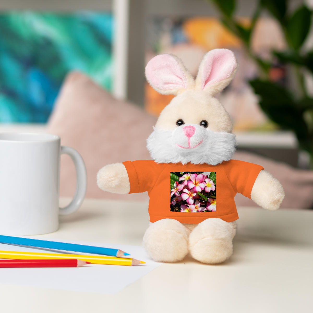 Island Style Striped Plumeria Stuffed Animals with Tee