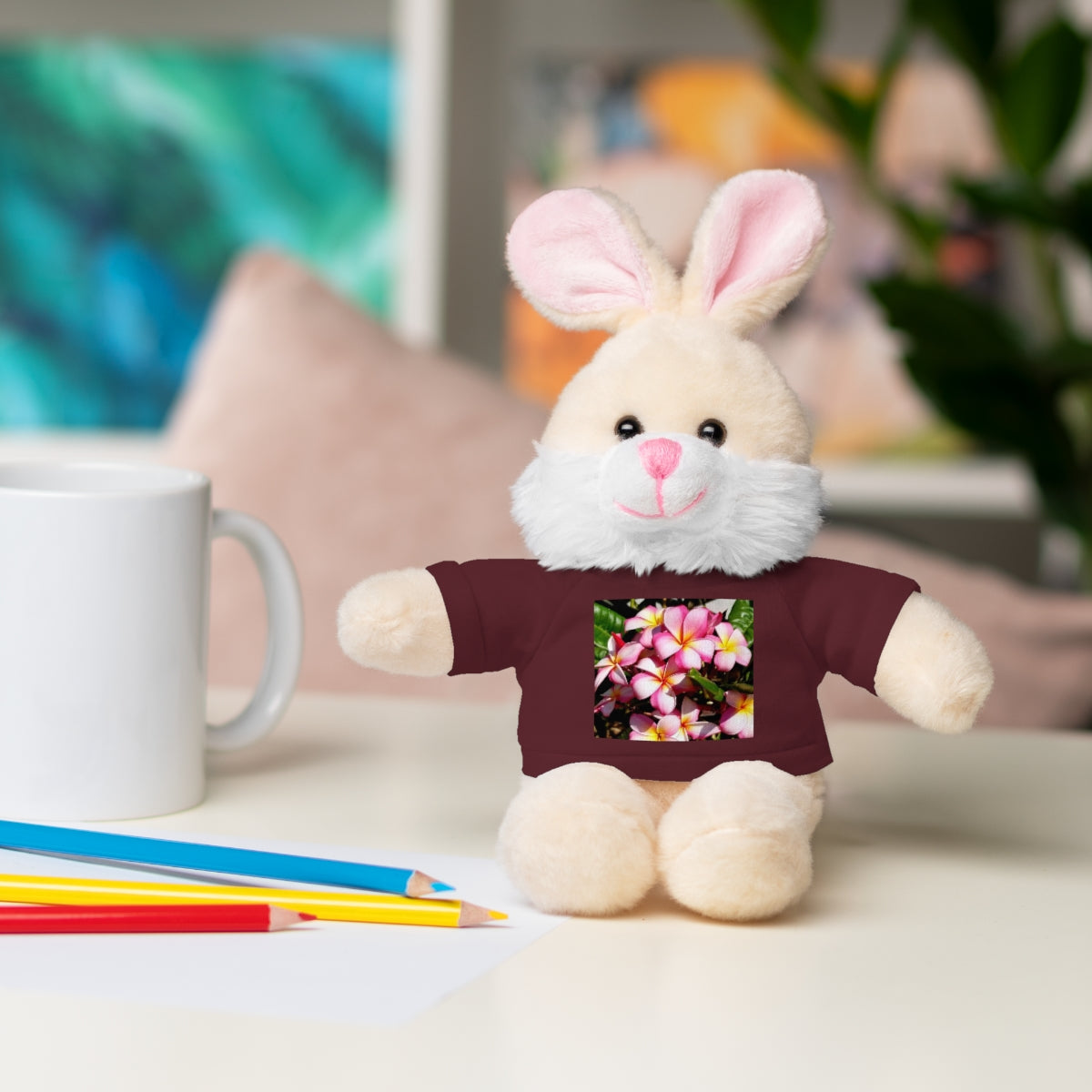 Island Style Striped Plumeria Stuffed Animals with Tee