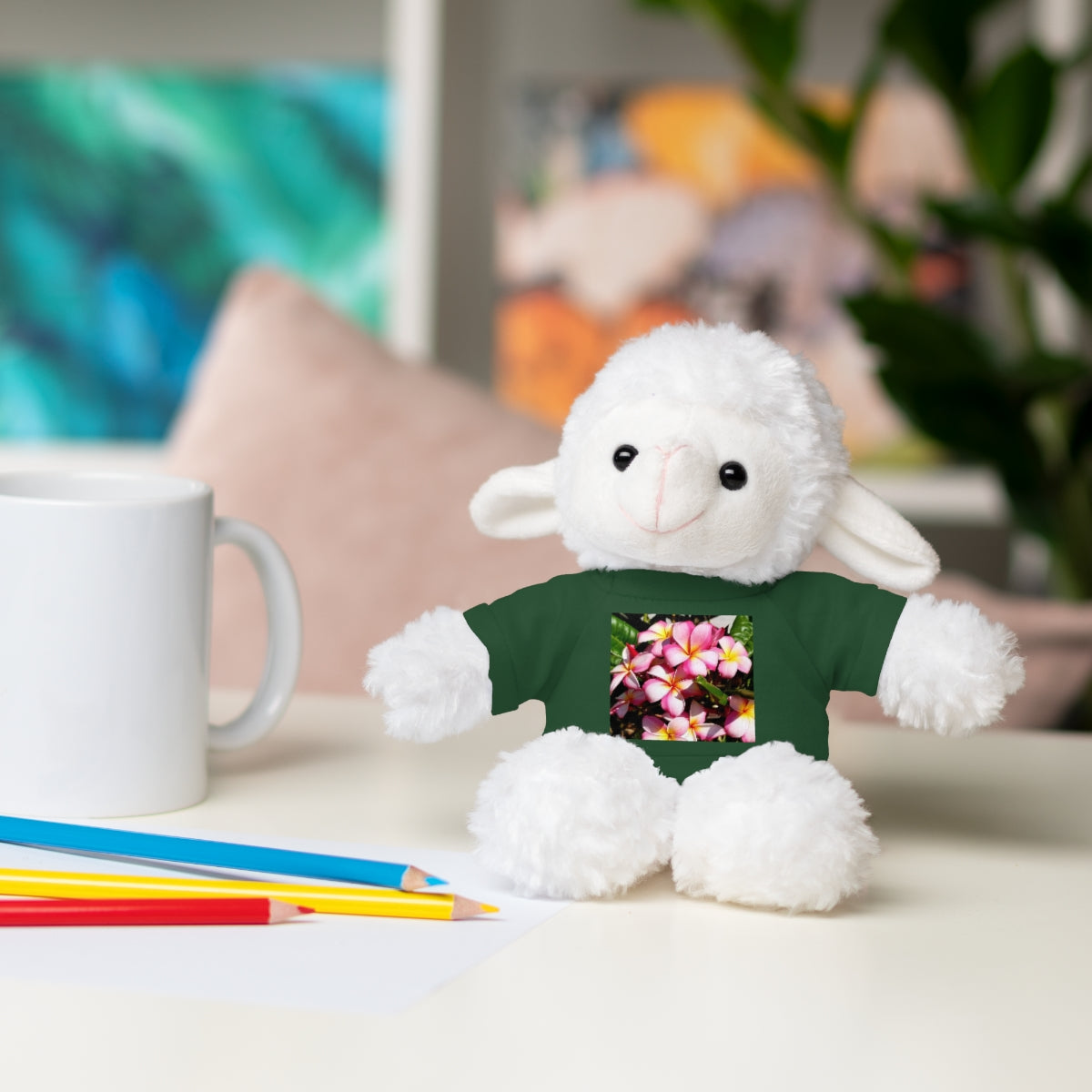 Island Style Striped Plumeria Stuffed Animals with Tee