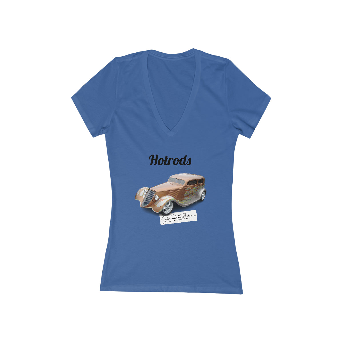 Hotrods Signature Women's Jersey Short Sleeve Deep V-Neck Tee