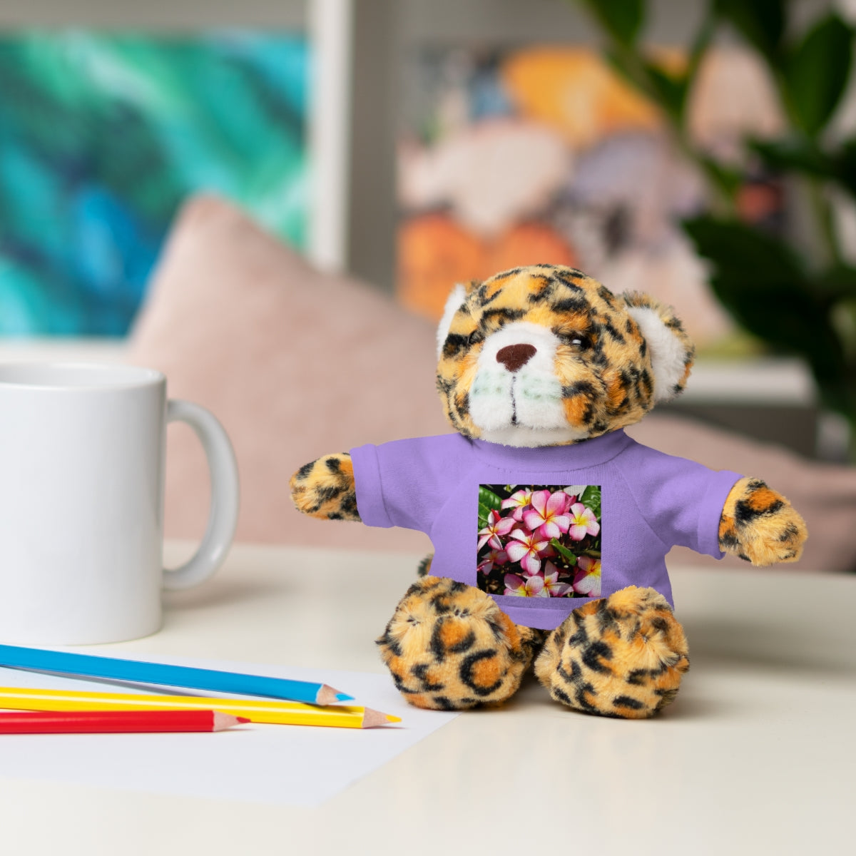 Island Style Striped Plumeria Stuffed Animals with Tee