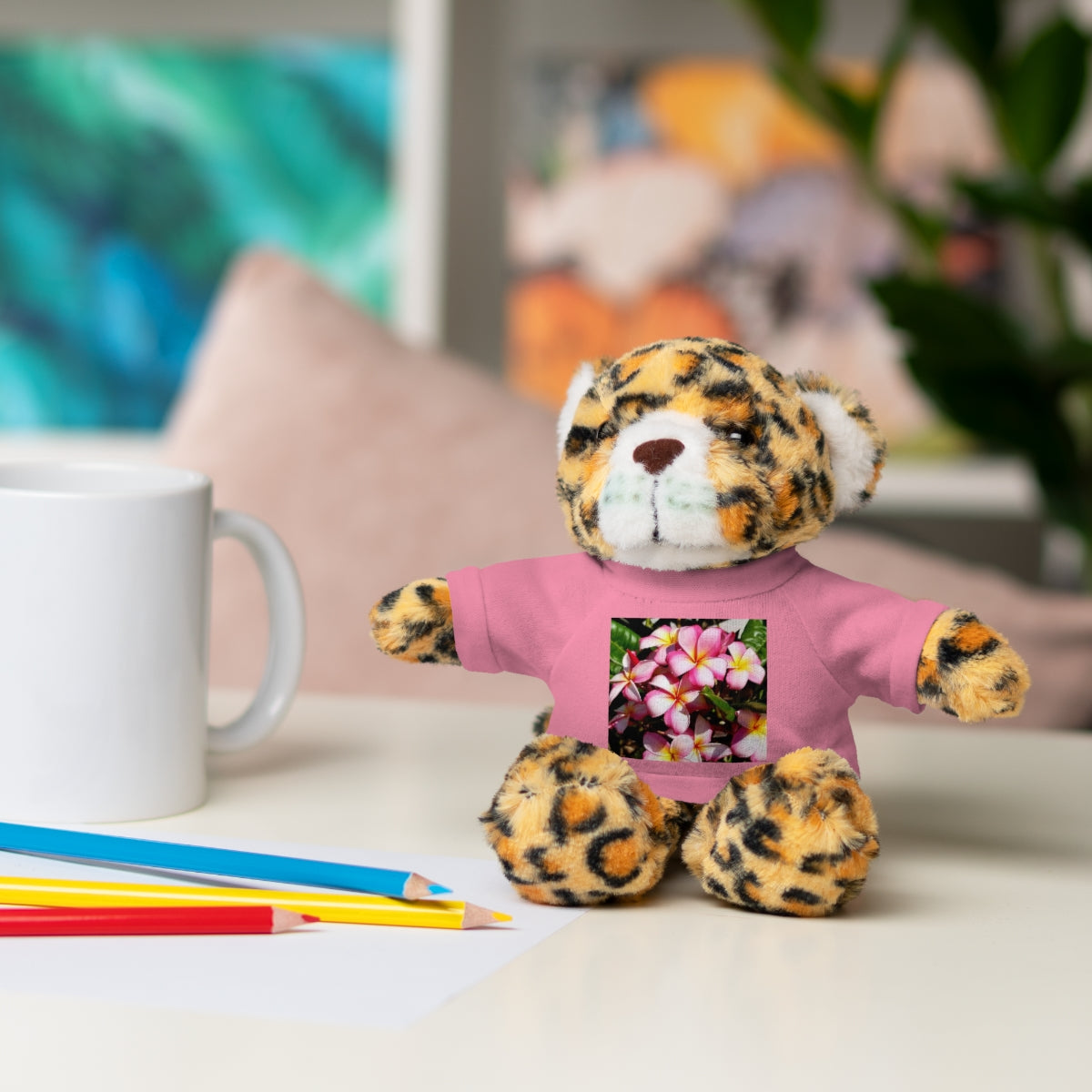 Island Style Striped Plumeria Stuffed Animals with Tee