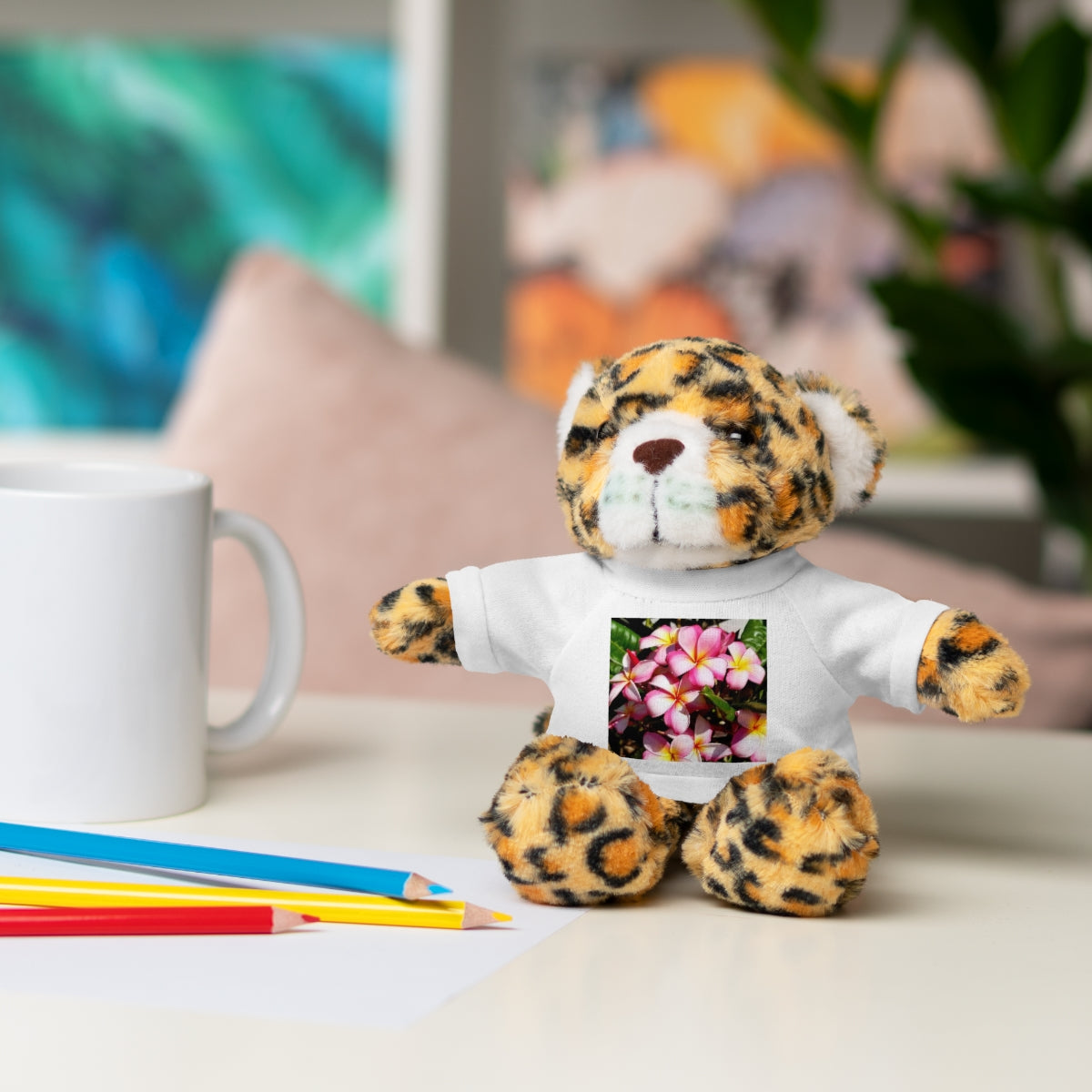 Island Style Striped Plumeria Stuffed Animals with Tee