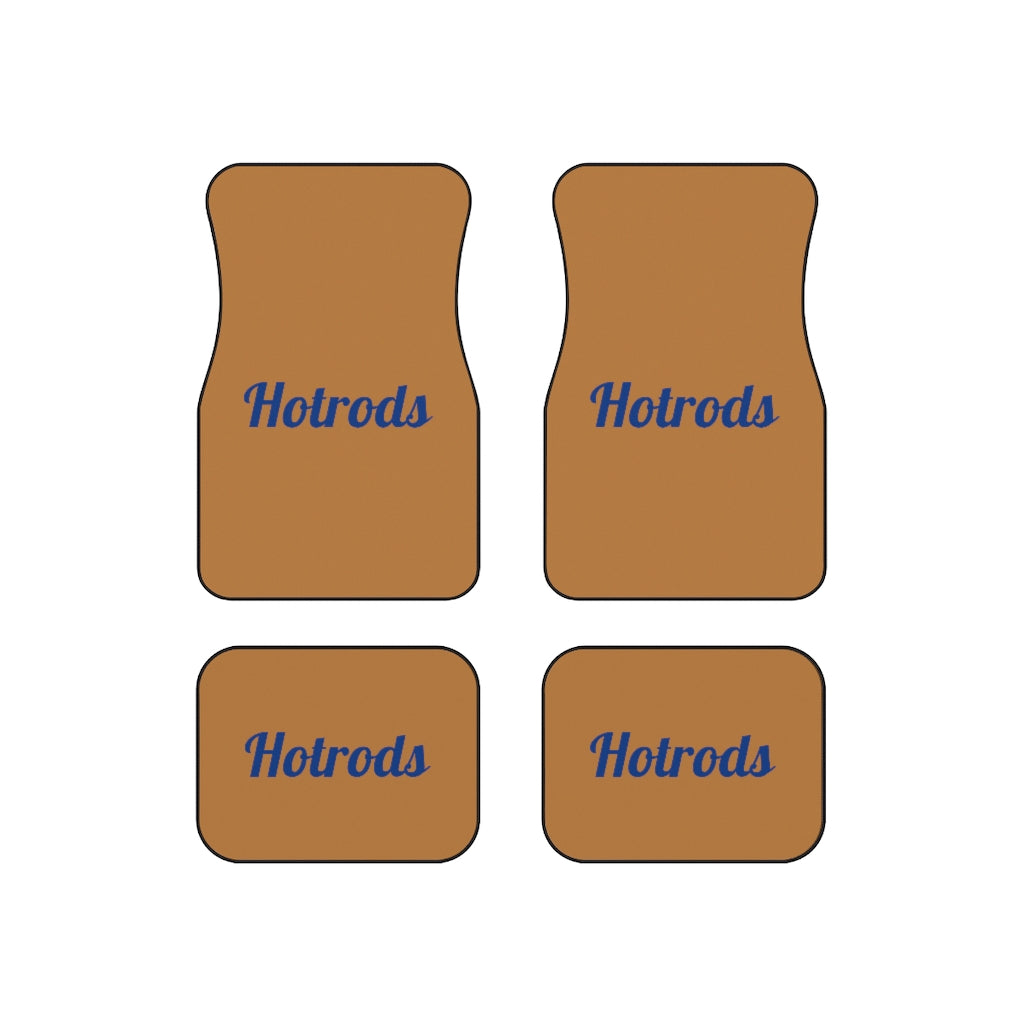 Hotrods Car Mats (Set of 4) - Lt Brown w/Blue print