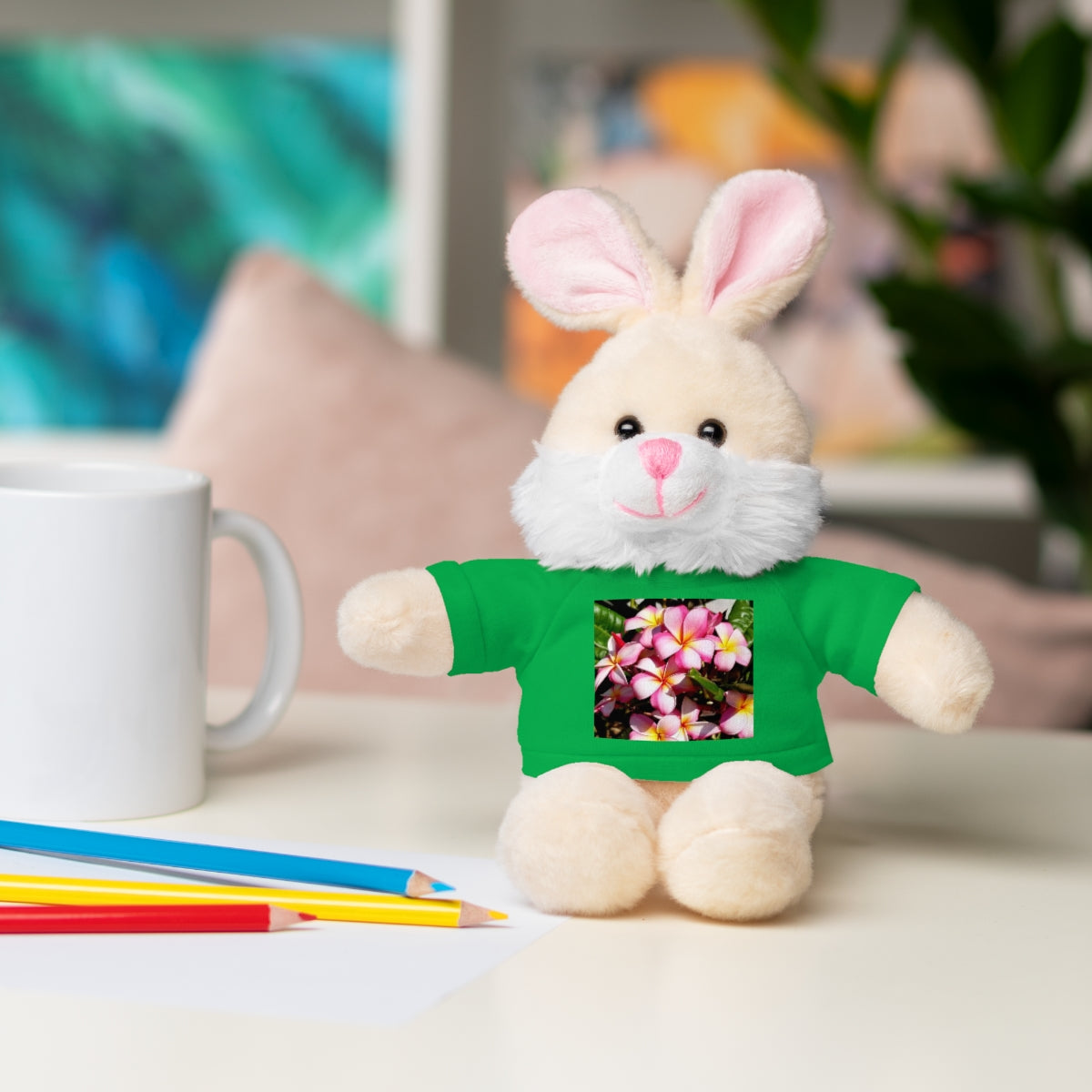 Island Style Striped Plumeria Stuffed Animals with Tee
