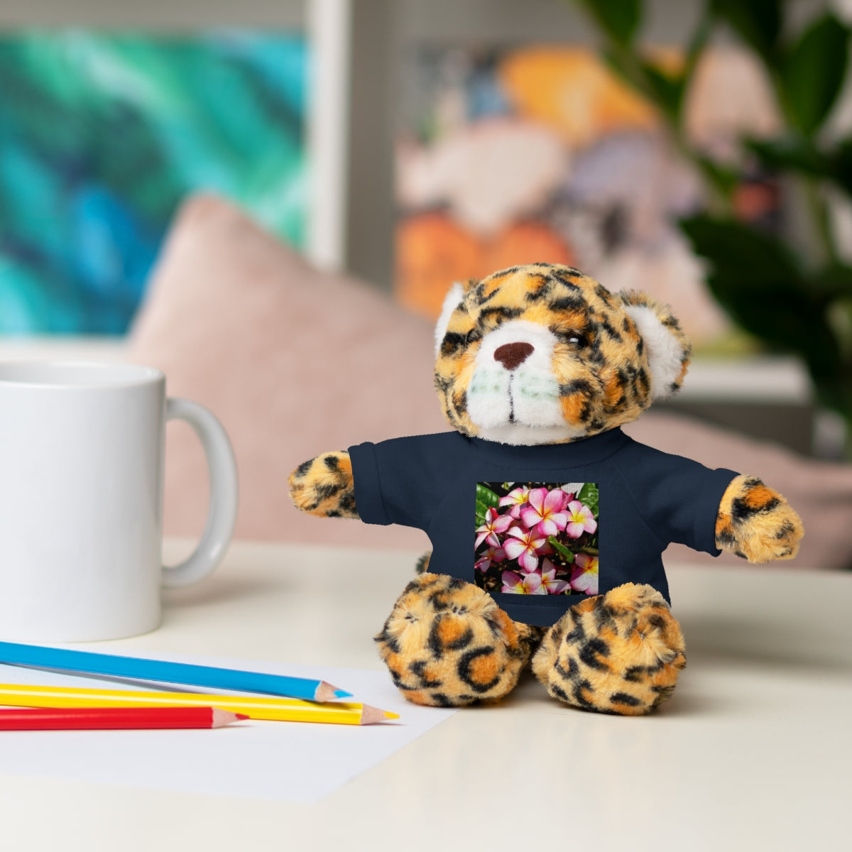 Island Style Striped Plumeria Stuffed Animals with Tee