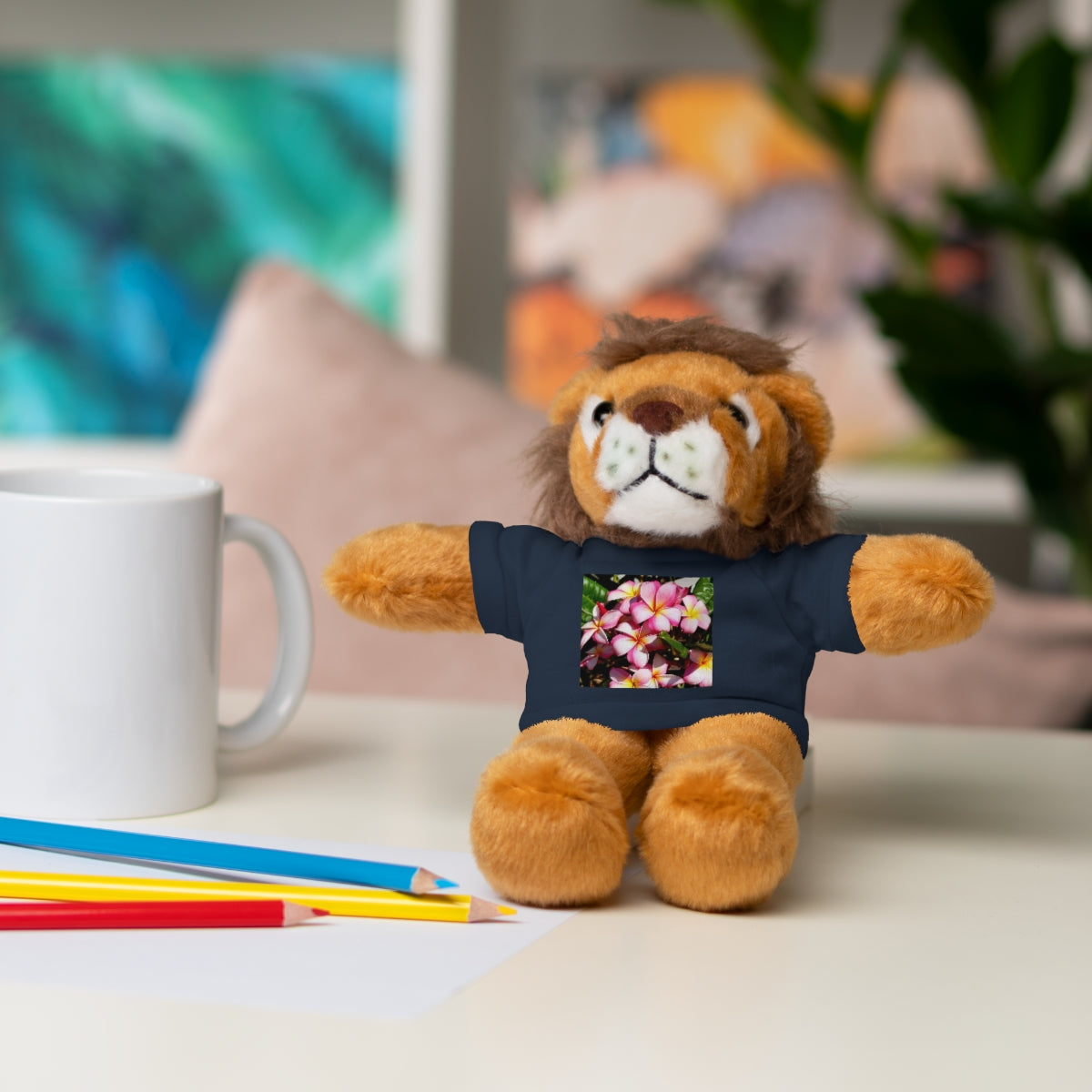 Island Style Striped Plumeria Stuffed Animals with Tee