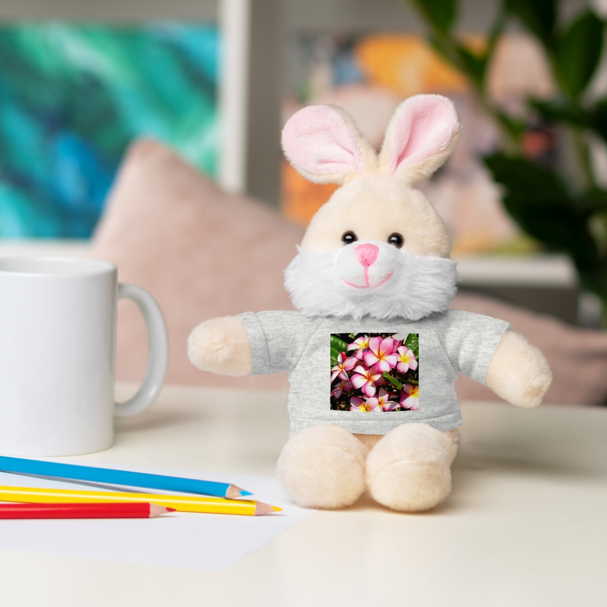 Island Style Striped Plumeria Stuffed Animals with Tee