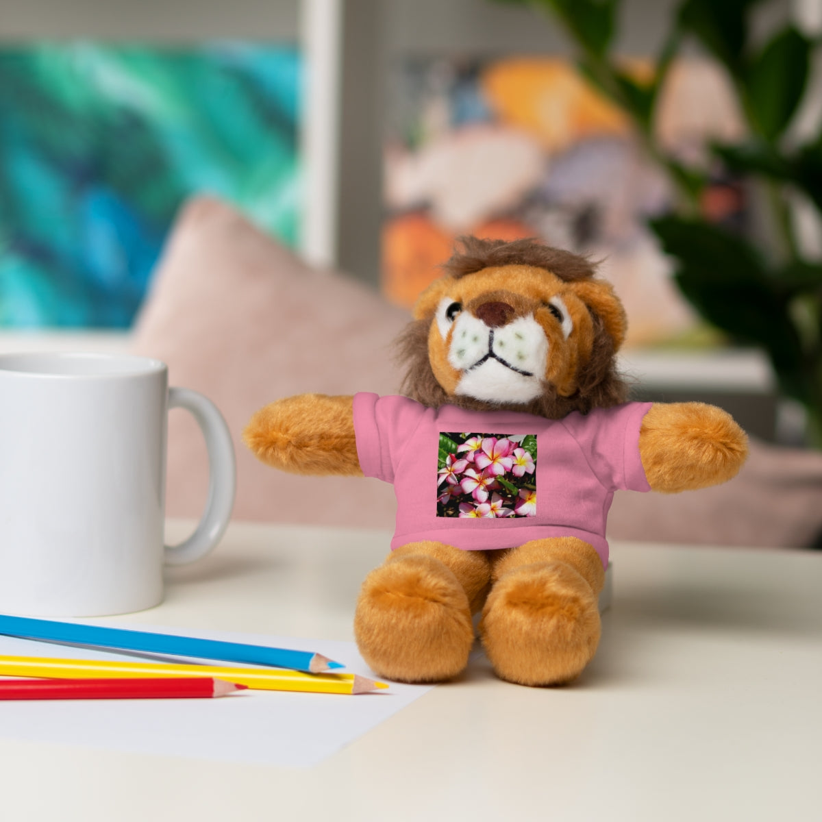 Island Style Striped Plumeria Stuffed Animals with Tee