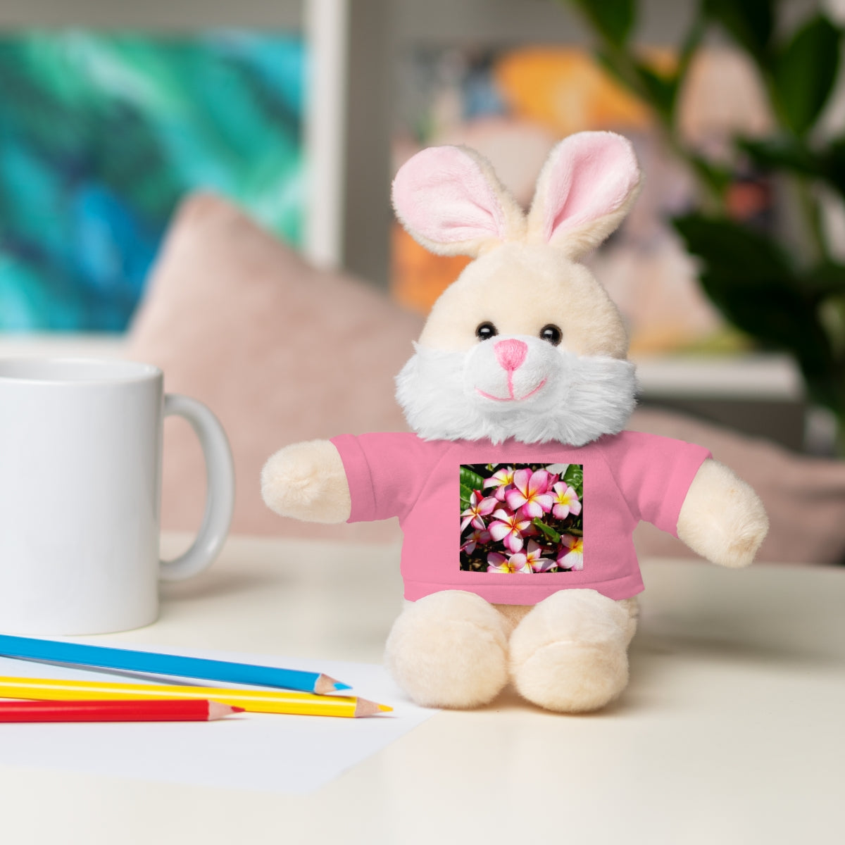 Island Style Striped Plumeria Stuffed Animals with Tee