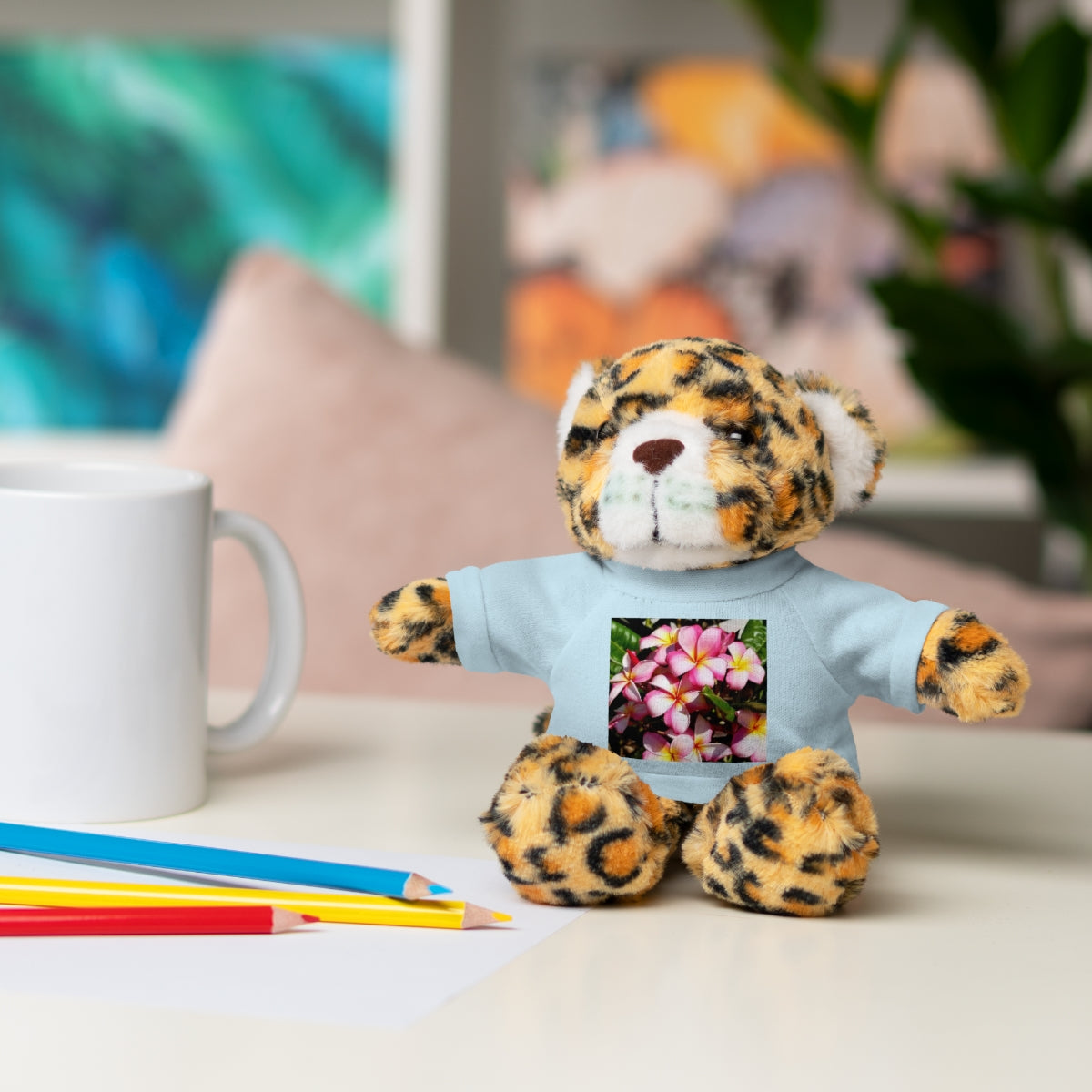 Island Style Striped Plumeria Stuffed Animals with Tee