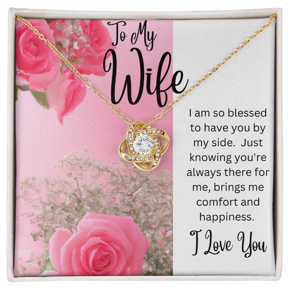 Wife - Love Knot Necklace (White or Yellow Gold)