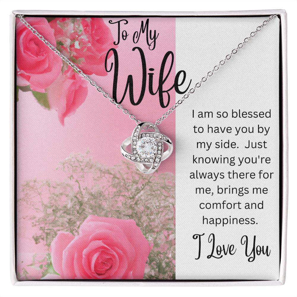 Wife - Love Knot Necklace (White or Yellow Gold)