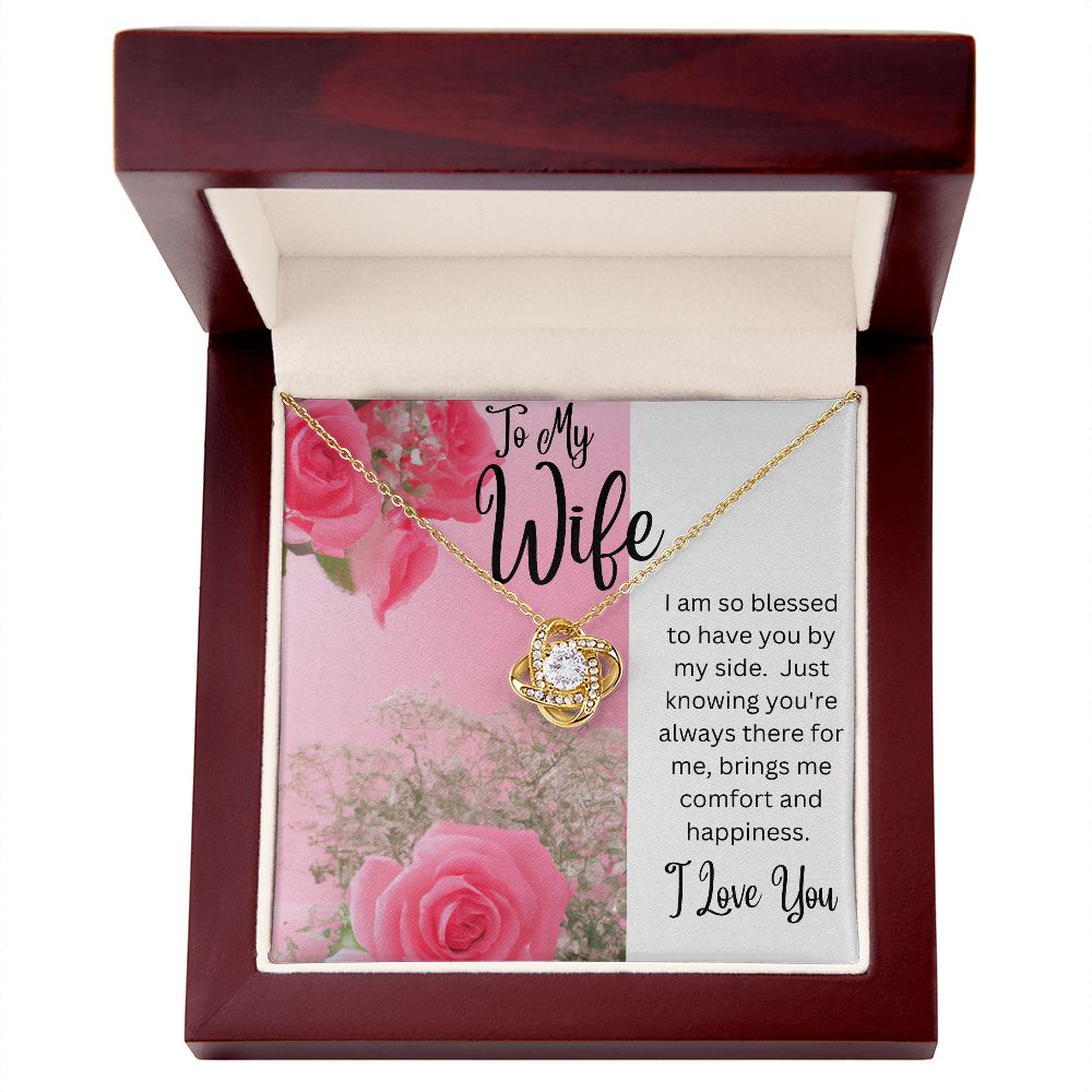 Wife - Love Knot Necklace (White or Yellow Gold)