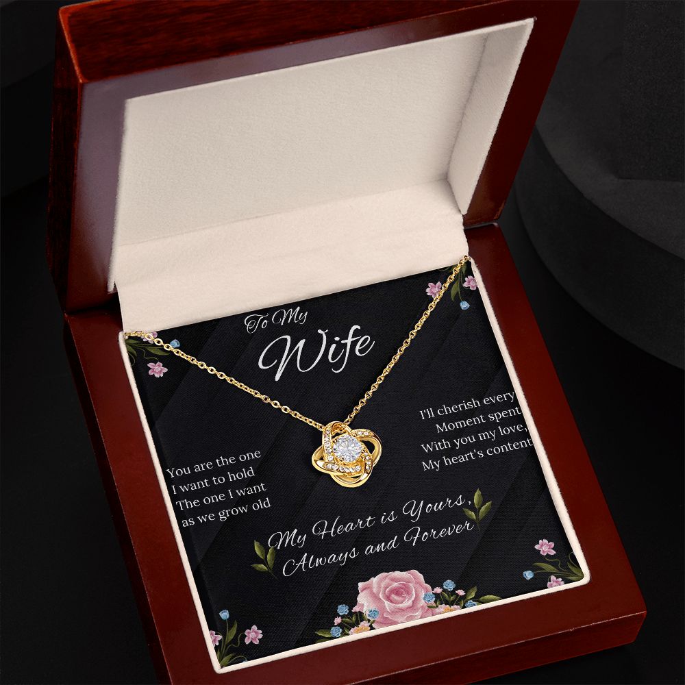 Wife - Love Knot Necklace (White or Yellow Gold)