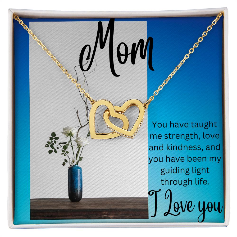 Mom - Interlocking Hearts Necklace (Yellow or White Gold)