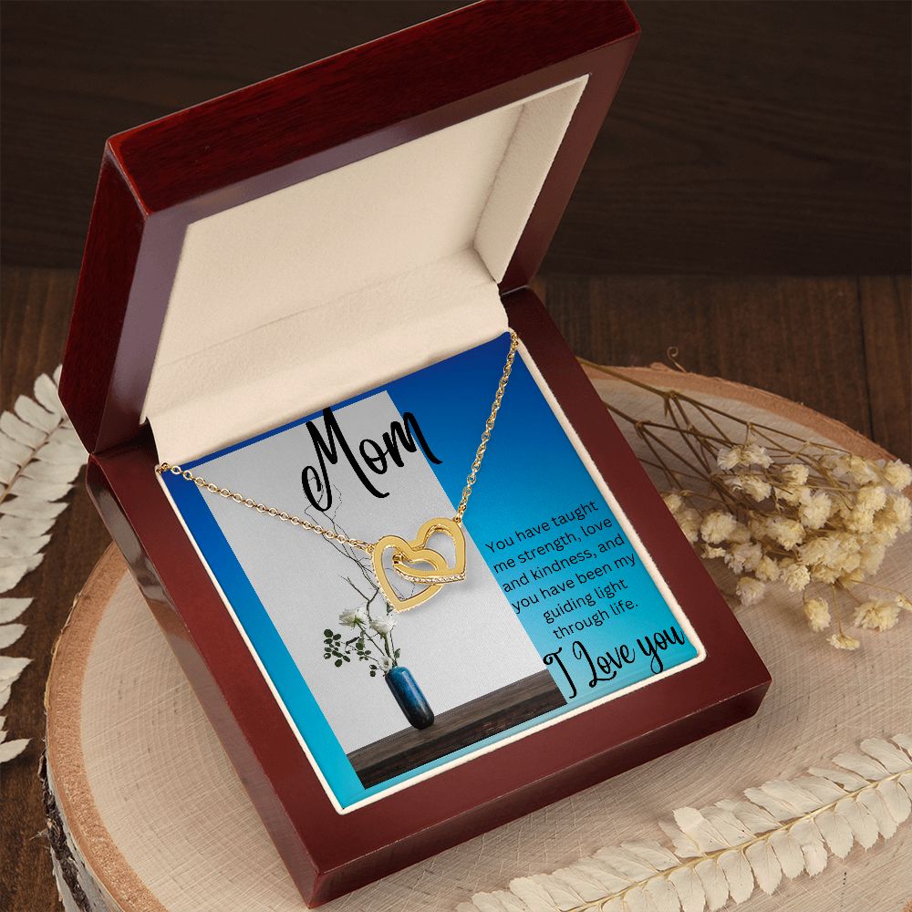 Mom - Interlocking Hearts Necklace (Yellow or White Gold)