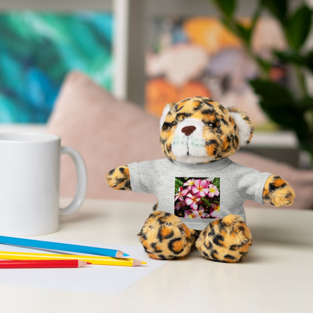 Island Style Striped Plumeria Stuffed Animals with Tee