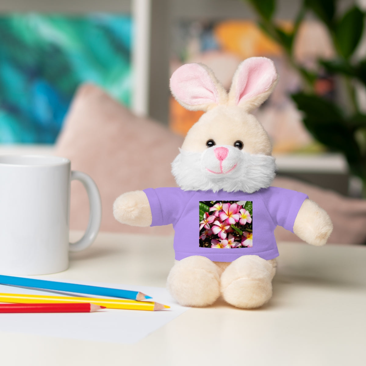 Island Style Striped Plumeria Stuffed Animals with Tee