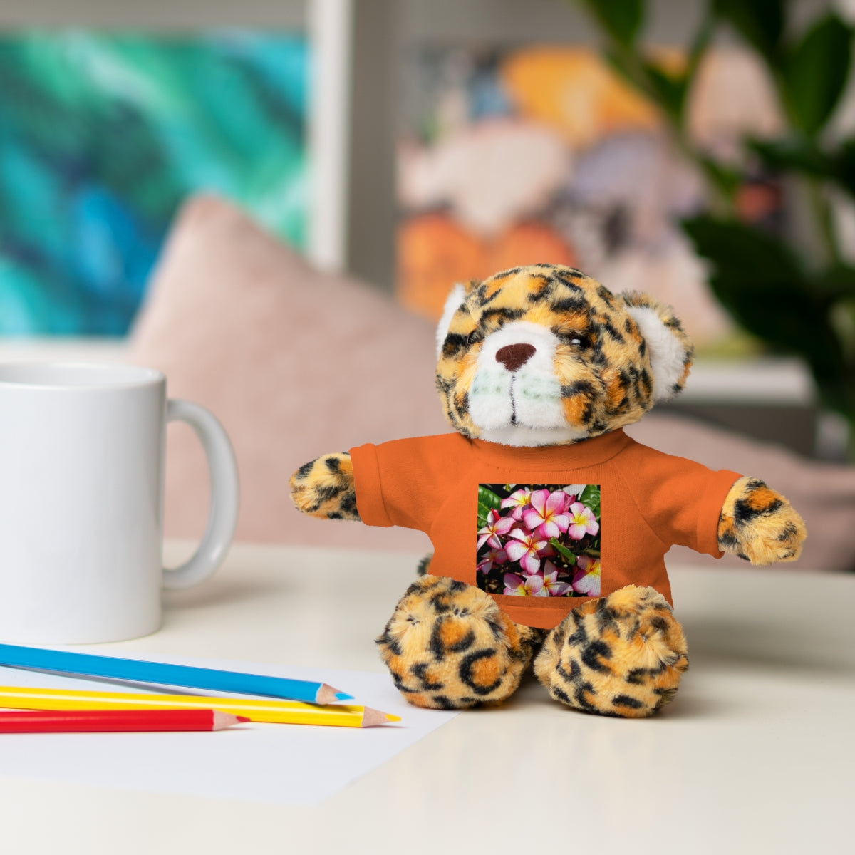 Island Style Striped Plumeria Stuffed Animals with Tee