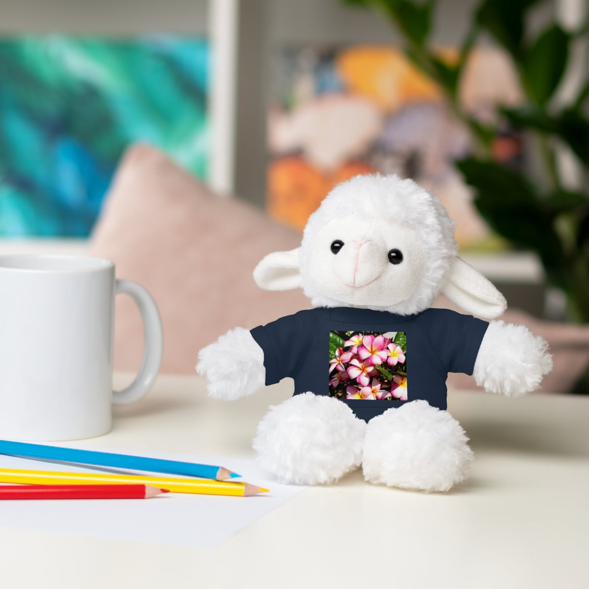 Island Style Striped Plumeria Stuffed Animals with Tee