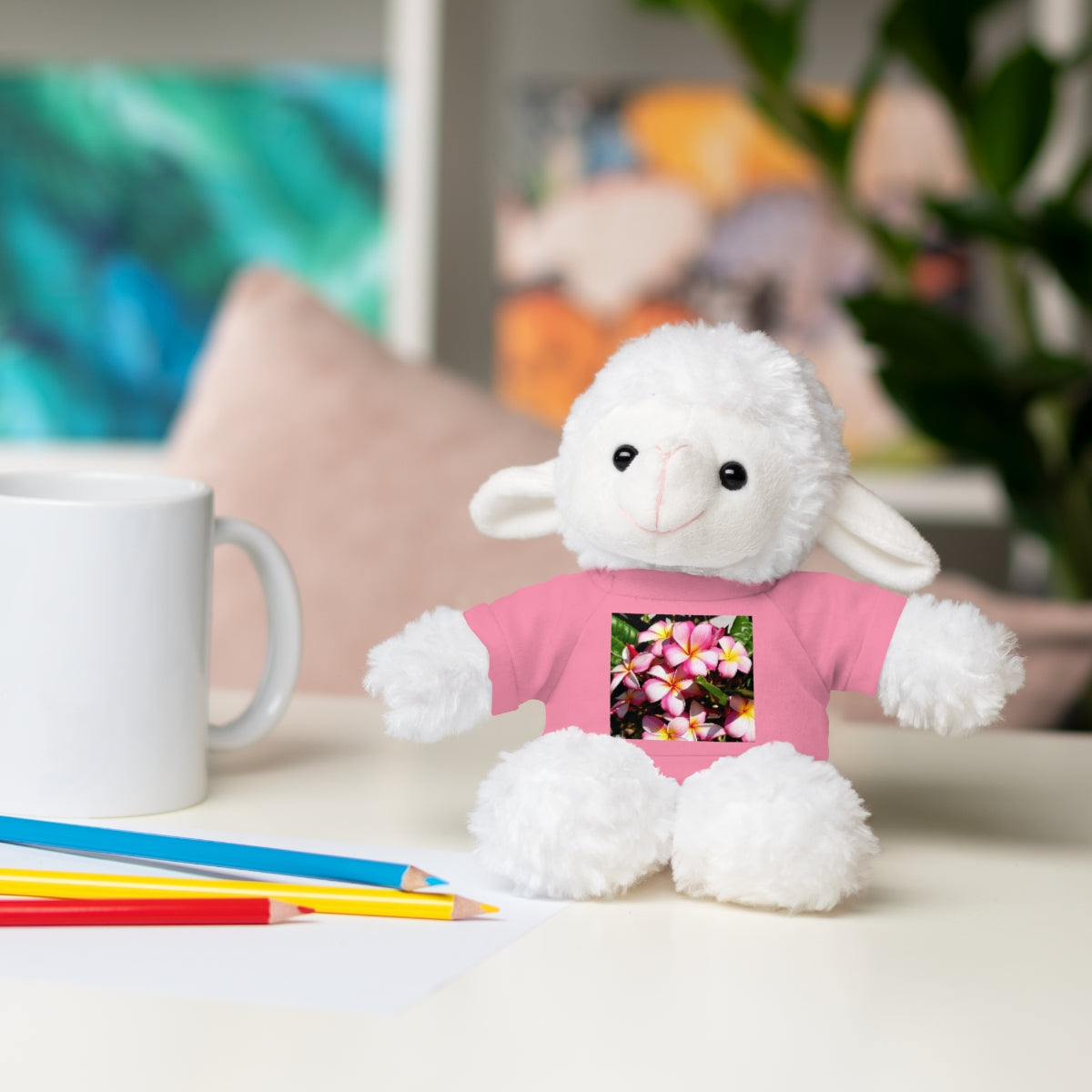 Island Style Striped Plumeria Stuffed Animals with Tee