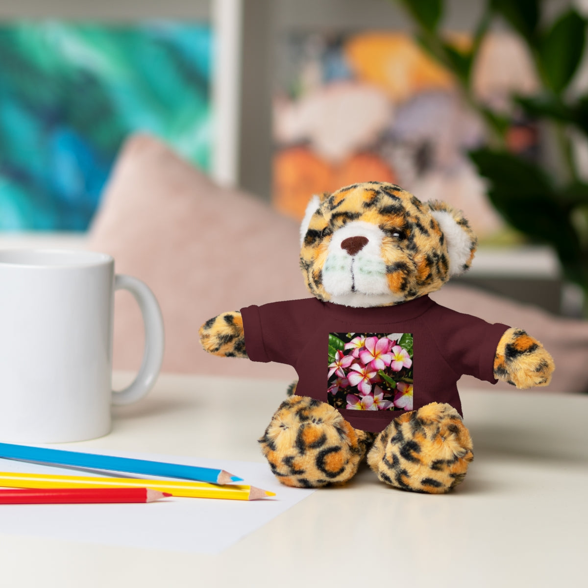 Island Style Striped Plumeria Stuffed Animals with Tee