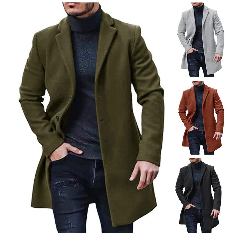 Tweed Coat Men's Medium-length Jacket