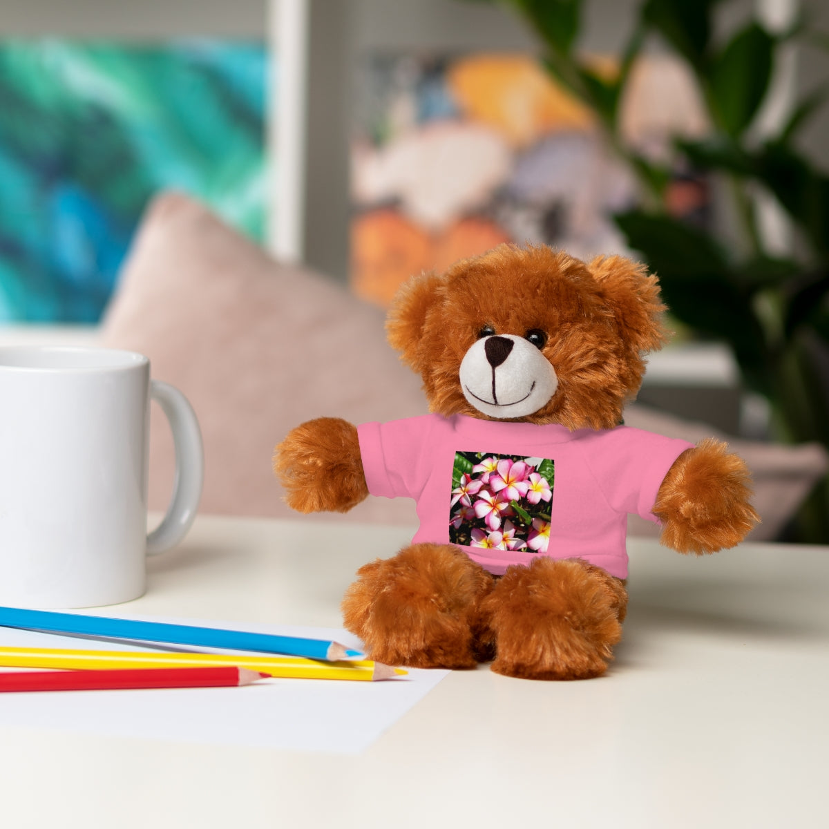 Island Style Striped Plumeria Stuffed Animals with Tee