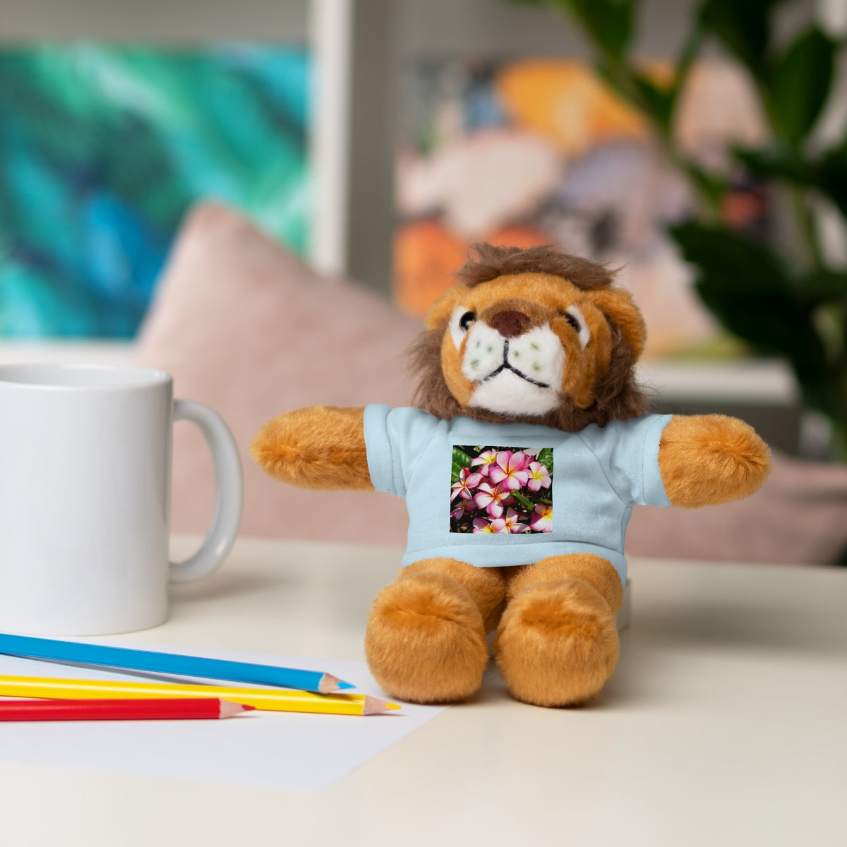 Island Style Striped Plumeria Stuffed Animals with Tee