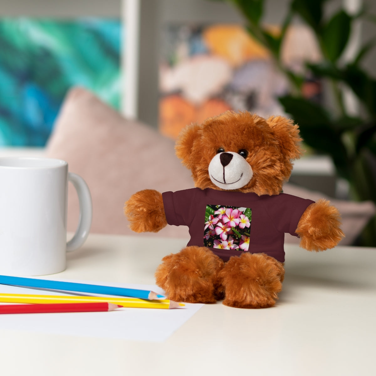 Island Style Striped Plumeria Stuffed Animals with Tee