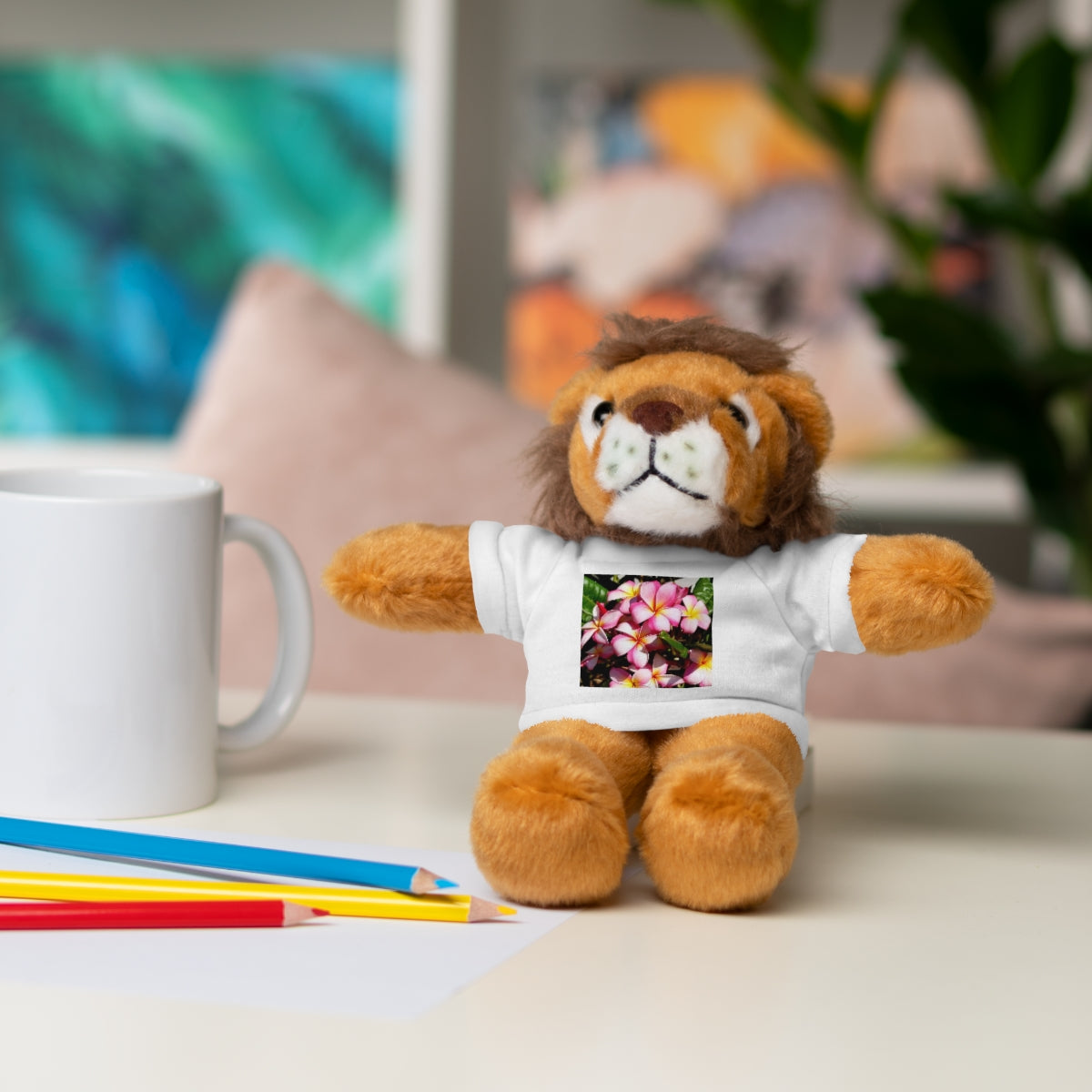 Island Style Striped Plumeria Stuffed Animals with Tee