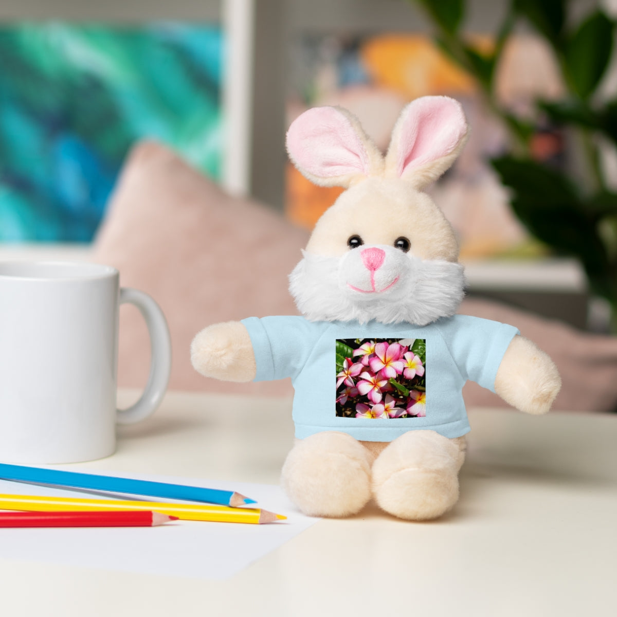 Island Style Striped Plumeria Stuffed Animals with Tee