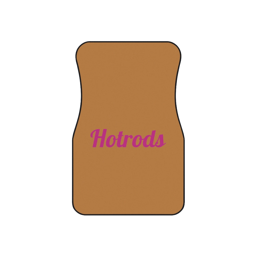 Hotrods Car Mats (Set of 4) - Lt Brown w/Pink print