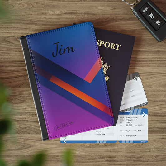 Personalized Geometric Passport Cover – Custom Name 'Jim' Travel Passport Holder