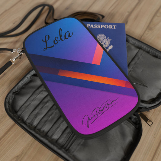 Passport Wallet (Lola)— Retro Gradient Travel Organizer with Geometric Stripes