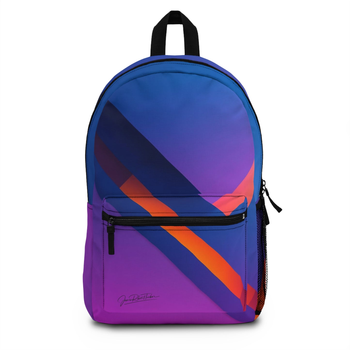 Gradient Stripe Backpack — Vibrant Purple & Blue Geometric School/Everyday Bag