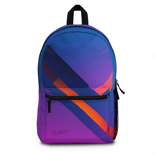 Gradient Stripe Backpack — Vibrant Purple & Blue Geometric School/Everyday Bag