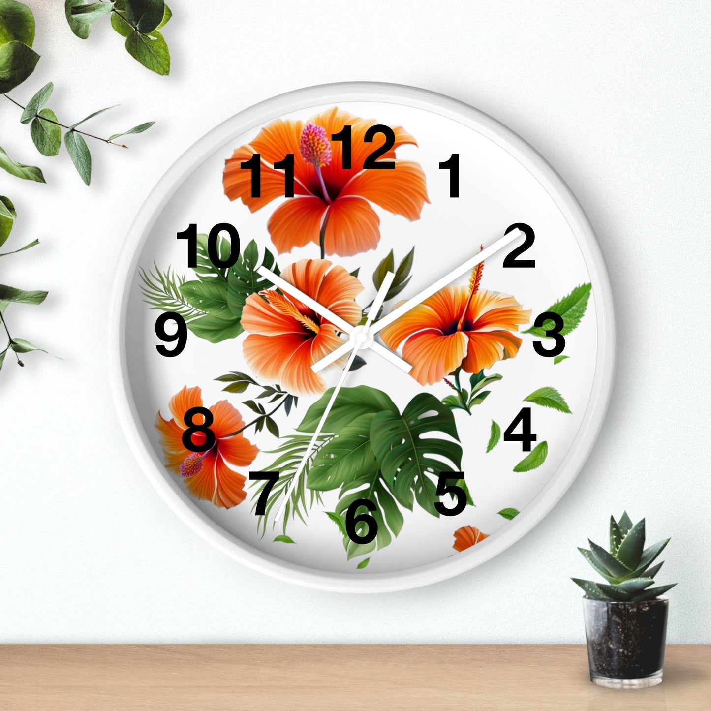 Hibiscus Wall Clock