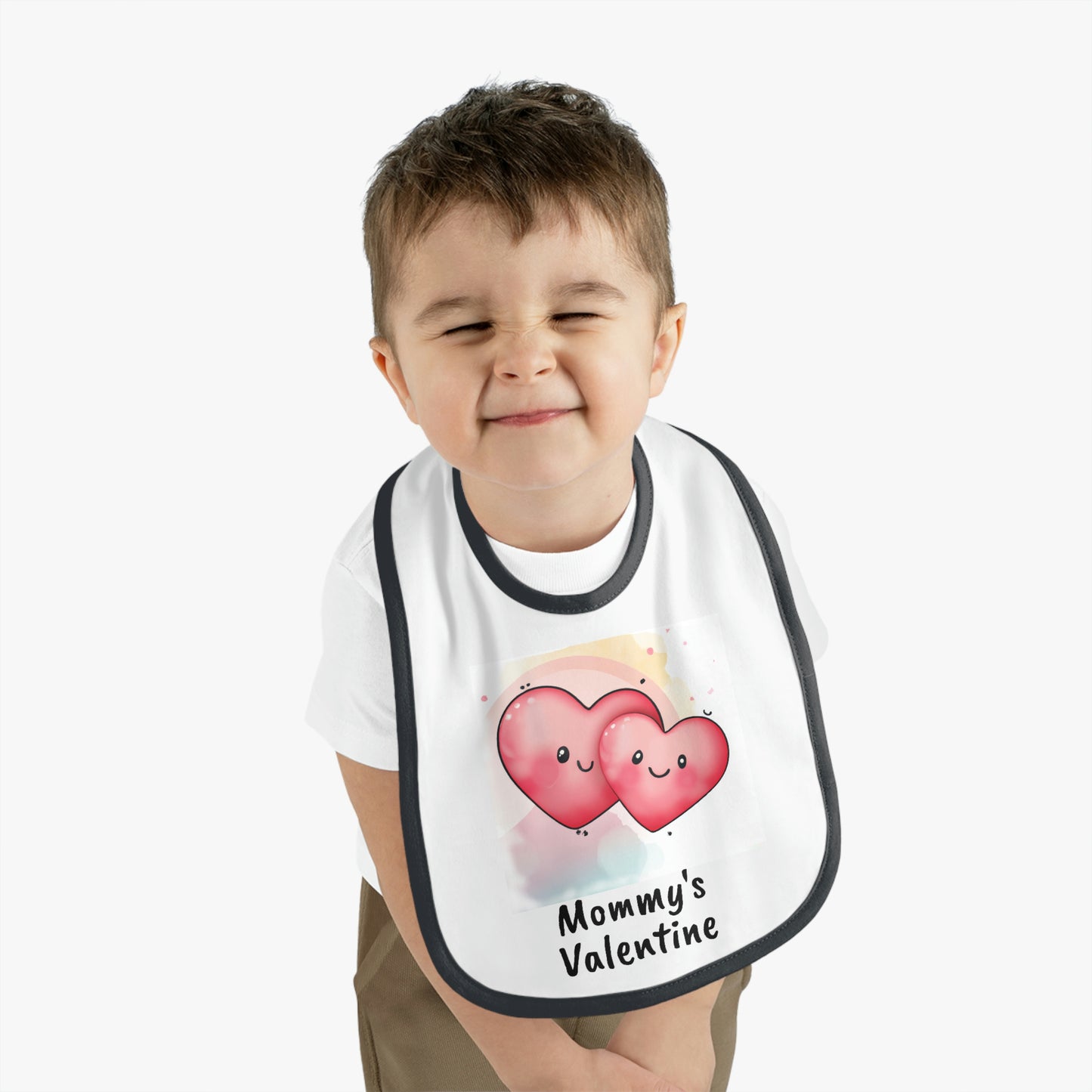 Valentine's "Mommy's Valentine" II Baby Contrast Trim Jersey Bib