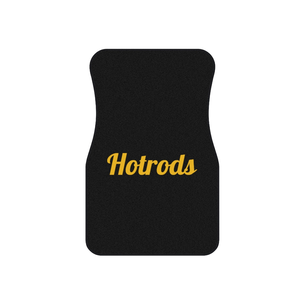 Hotrods Car Mats (Set of 4) - Black w/Yellow print