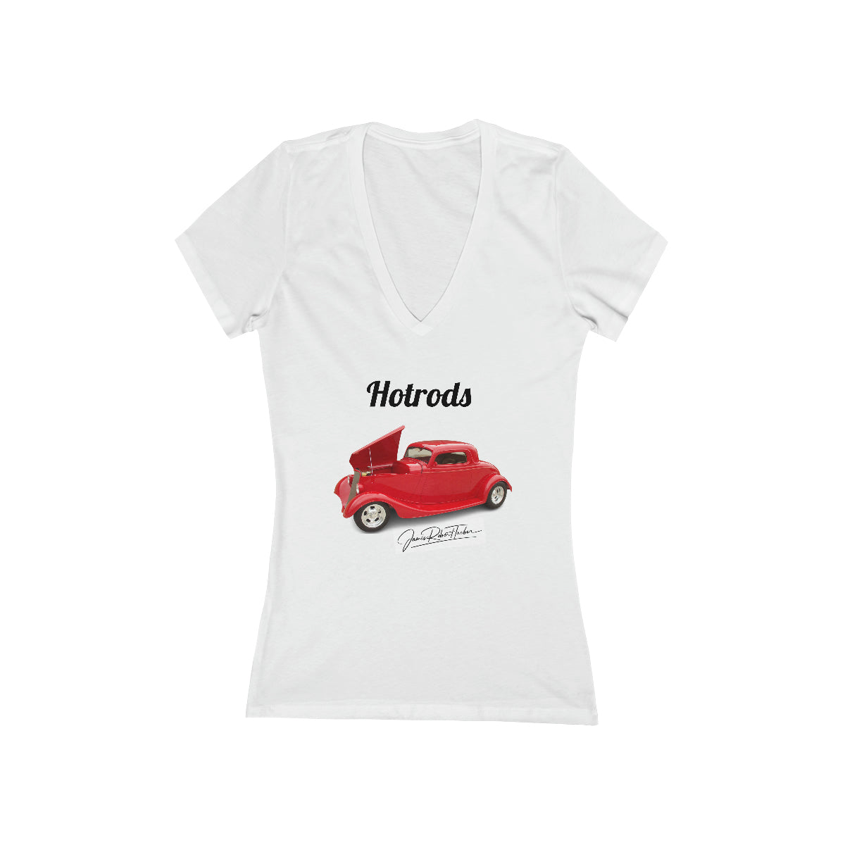 Hotrods Signature Women's Jersey Short Sleeve Deep V-Neck Tee