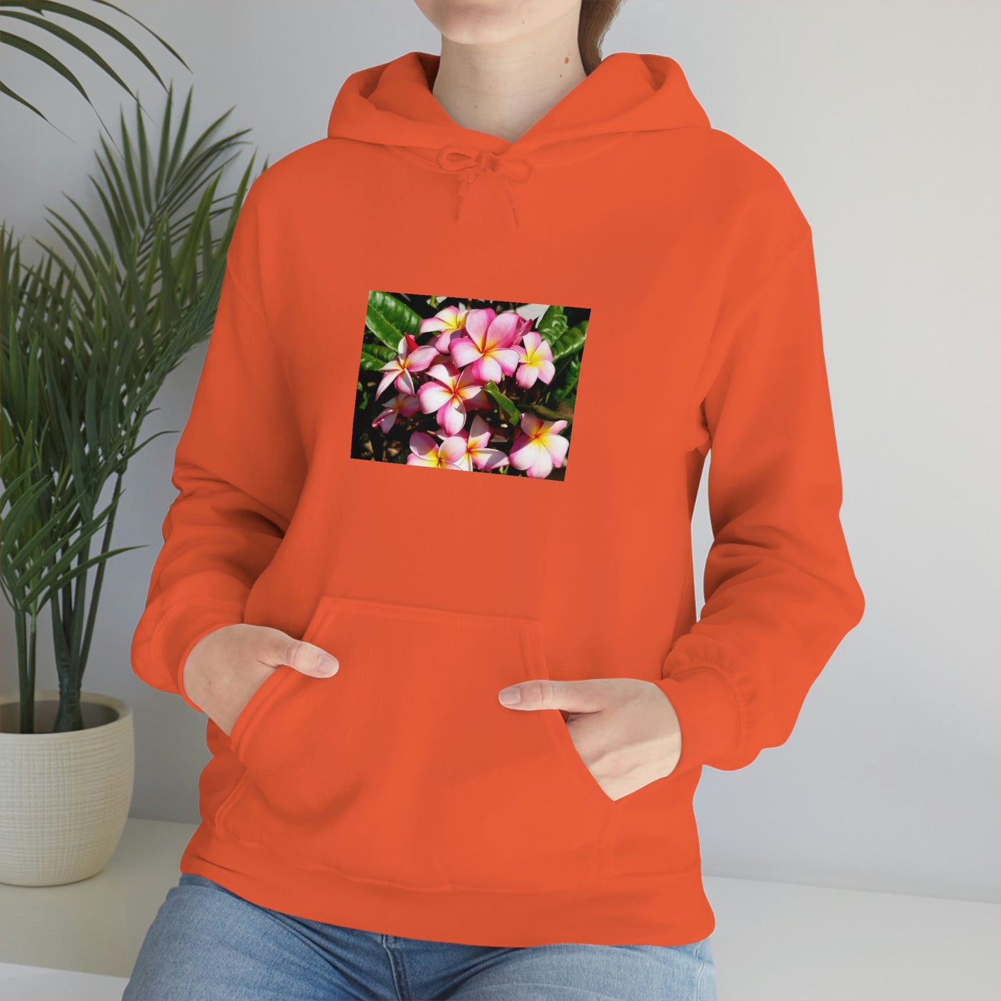 Islander Striped Plumeria Unisex Heavy Blend™ Hooded Sweatshirt